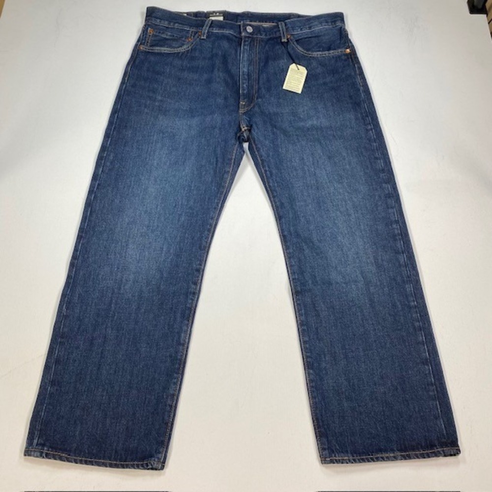 Levis Premium 555 Relaxed Straight Jeans Mens 38x30 Dark Indigo Blue 100% Cotton